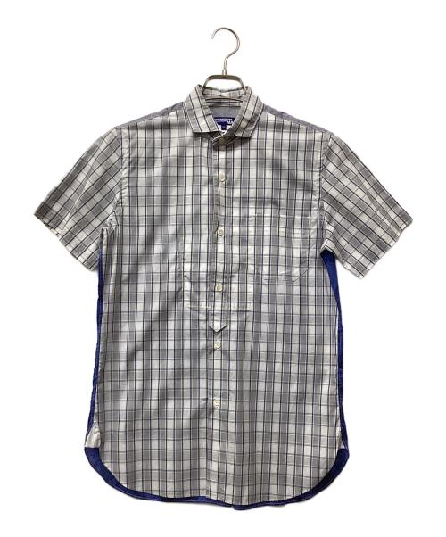JUNYA WATANABE MAN（ジュンヤワタナベマン）JUNYA WATANABE MAN (ジュンヤワタナベマン) フラワーパターン切替チェックシャツ グレー×ブルー サイズ:XSの古着・服飾アイテム