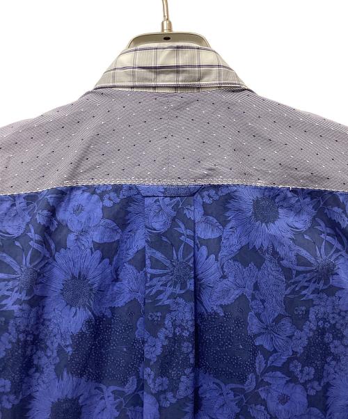 JUNYA WATANABE MAN（ジュンヤワタナベマン）JUNYA WATANABE MAN (ジュンヤワタナベマン) フラワーパターン切替チェックシャツ グレー×ブルー サイズ:XSの古着・服飾アイテム