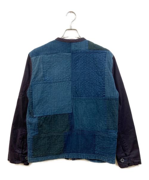 FUNSET OF ART（ファンセットオブアート）FUNSET OF ART (ファンセットオブアート) インディゴRANRU刺し子xレザーシングルJK ネイビー サイズ:Ｍの古着・服飾アイテム