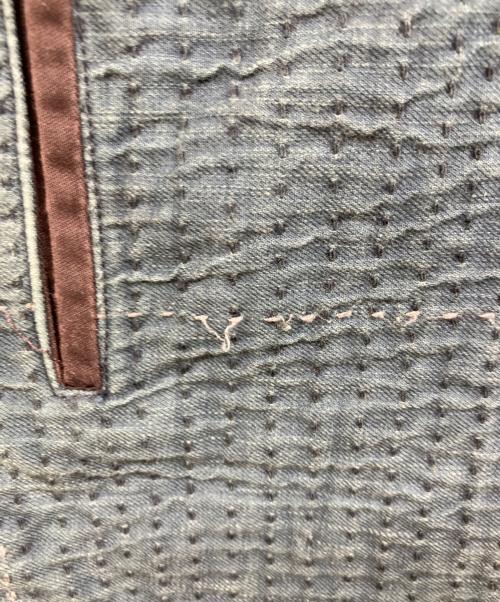 FUNSET OF ART（ファンセットオブアート）FUNSET OF ART (ファンセットオブアート) インディゴRANRU刺し子xレザーシングルJK ネイビー サイズ:Ｍの古着・服飾アイテム