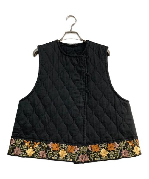mizuiro-ind（ミズイロインド）mizuiro-ind (ミズイロインド) キルティング刺繍テープベスト ブラック サイズ:Freeの古着・服飾アイテム