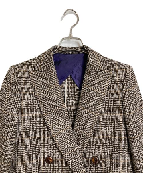 Sov.（ソブ）Sov. (ソブ) チェックダブルジャケット　テーラードジャケット ブラウン サイズ:36の古着・服飾アイテム
