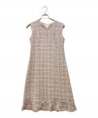 ANAYIアナイ）の古着「ペールピンクツイードキーネックブラウス」｜ピンク