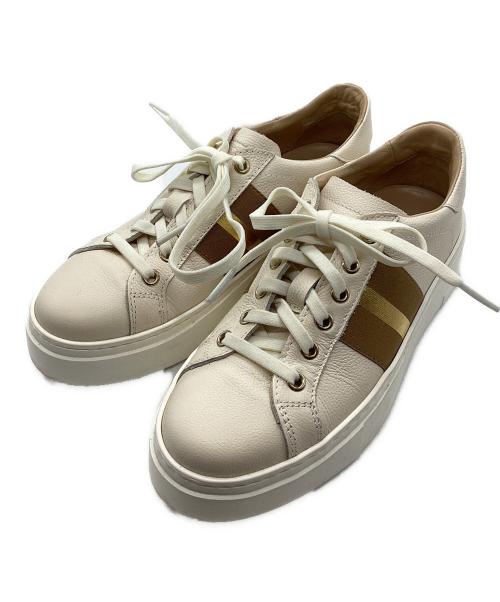 luca grossi（ルカグロッシ）luca grossi (ルカグロッシ) ラインテープ厚底レザースニーカー ベージュ サイズ:37の古着・服飾アイテム