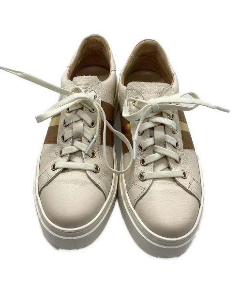 luca grossi（ルカグロッシ）luca grossi (ルカグロッシ) ラインテープ厚底レザースニーカー ベージュ サイズ:37の古着・服飾アイテム