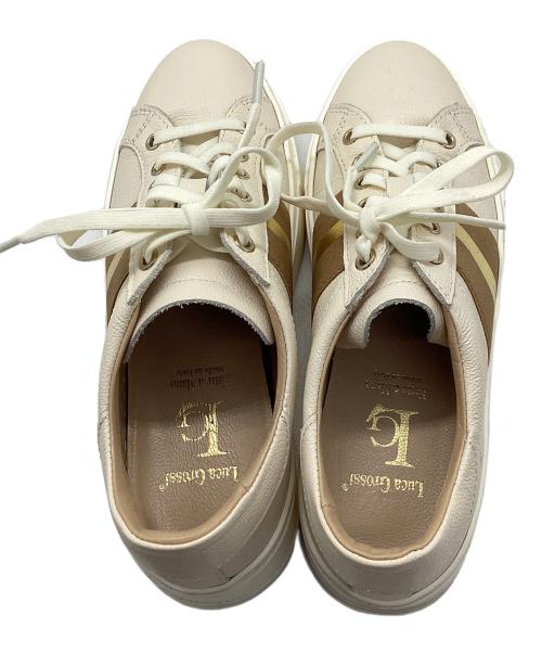 luca grossi（ルカグロッシ）luca grossi (ルカグロッシ) ラインテープ厚底レザースニーカー ベージュ サイズ:37の古着・服飾アイテム