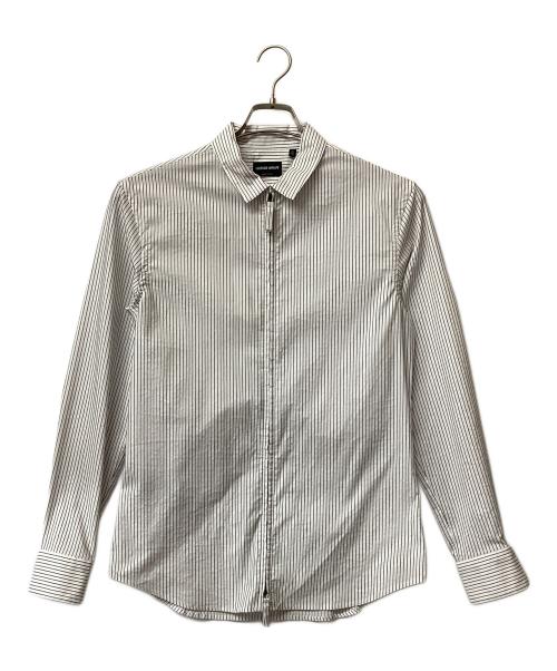GIORGIO ARMANI（ジョルジョアルマーニ）GIORGIO ARMANI (ジョルジョアルマーニ) ジップアップストライプシャツ ホワイト サイズ:39/15 1/2の古着・服飾アイテム