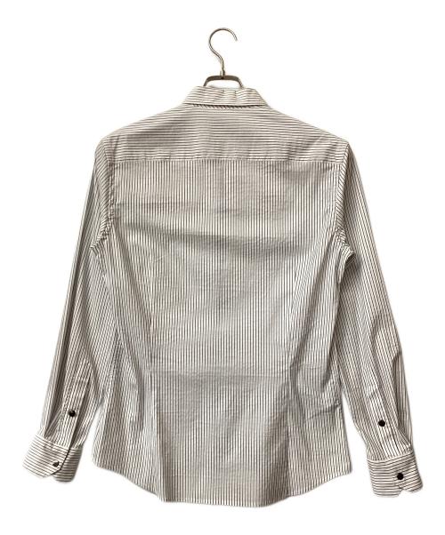 GIORGIO ARMANI（ジョルジョアルマーニ）GIORGIO ARMANI (ジョルジョアルマーニ) ジップアップストライプシャツ ホワイト サイズ:39/15 1/2の古着・服飾アイテム
