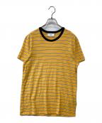 AMI Alexandre Mattiussiアミアレクサンドルマテュッシ）の古着「Striped crewneck T-Shirt　E18J131.717」｜オレンジ