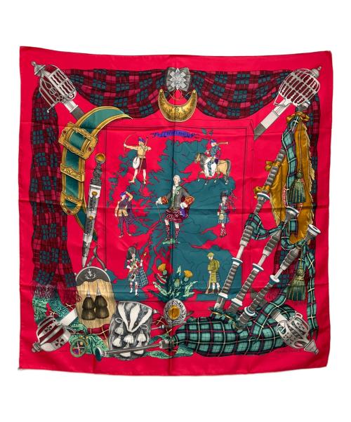 HERMES（エルメス）HERMES (エルメス) カレ90 SCOTLAND シルクスカーフ ピンク サイズ:90×90の古着・服飾アイテム