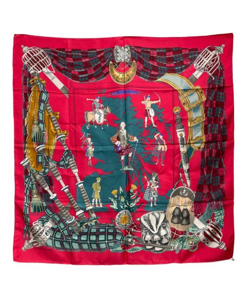 HERMES（エルメス）HERMES (エルメス) カレ90 SCOTLAND シルクスカーフ ピンク サイズ:90×90の古着・服飾アイテム