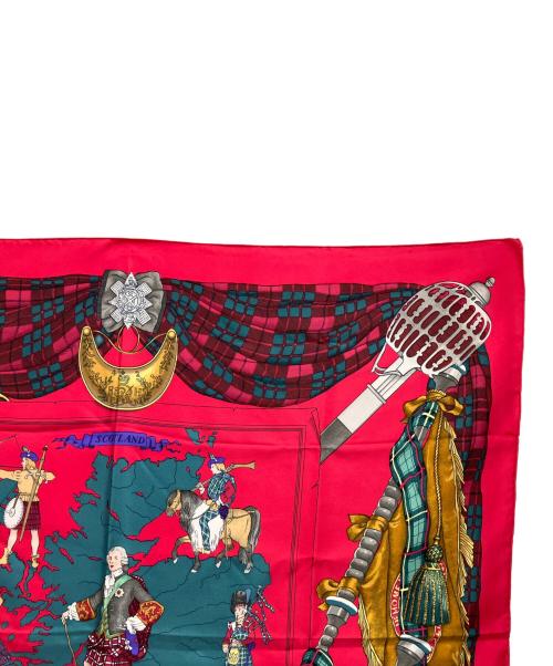 HERMES（エルメス）HERMES (エルメス) カレ90 SCOTLAND シルクスカーフ ピンク サイズ:90×90の古着・服飾アイテム