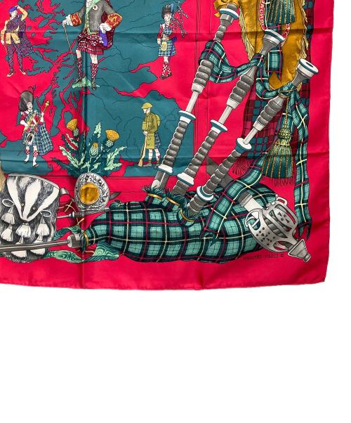 HERMES（エルメス）HERMES (エルメス) カレ90 SCOTLAND シルクスカーフ ピンク サイズ:90×90の古着・服飾アイテム