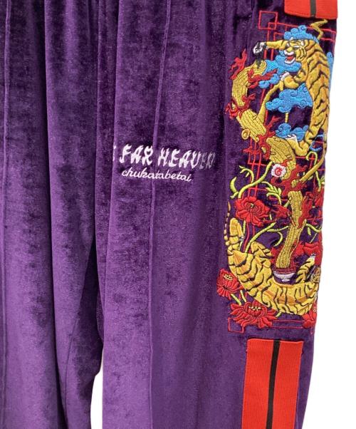 AT FAR HEAVEN（チュウカタベタイ）AT FAR HEAVEN (チュウカタベタイ) タイガートラックパンツ パープル サイズ:XLの古着・服飾アイテム