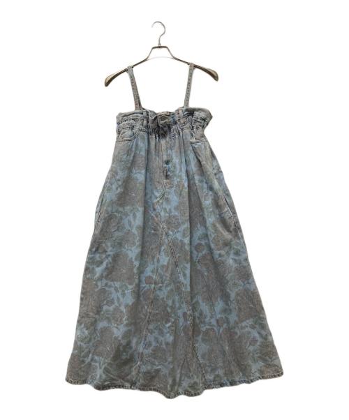 LEVI'S（リーバイス）LEVI'S (リーバイス) Ganni (ガニー) フラワープリントデニムワンピース インディゴ サイズ:Ｌの古着・服飾アイテム