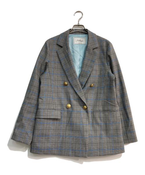 NOLLEY'S（ノーリーズ）NOLLEY'S (ノーリース) ストレッチツイルダブルジャケット グレー サイズ:38の古着・服飾アイテム