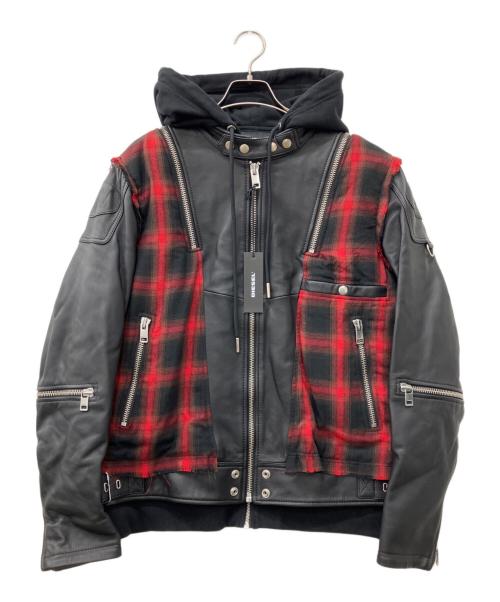 DIESEL（ディーゼル）DIESEL (ディーゼル) L-NORMAN JACKET ブラック×レッド サイズ:Ｌの古着・服飾アイテム