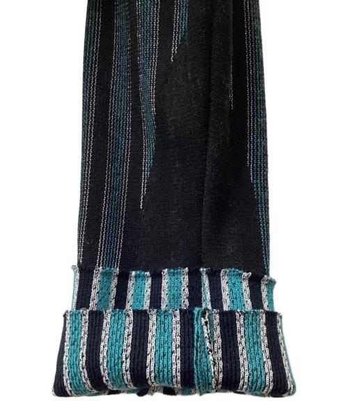 ISSEY MIYAKE A・POC（エイポック エイブル イッセイ ミヤケ）ISSEY MIYAKE A・POC (エイポック エイブル イッセイ ミヤケ) ニットストライプダブルジャケット グリーン×ブラック サイズ:SIZE2　の古着・服飾アイテム