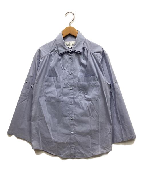 Martin Margiela4（マルタンマルジェラ 4）Martin Margiela4 (マルタンマルジェラ 4) ロールアップダブルカラーシャツ ブルー サイズ:40の古着・服飾アイテム