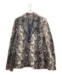 EMPORIO ARMANI（エンポリオアルマーニ）の古着「レザーラペルウールテーラードジャケット」｜ホワイト×ブラック