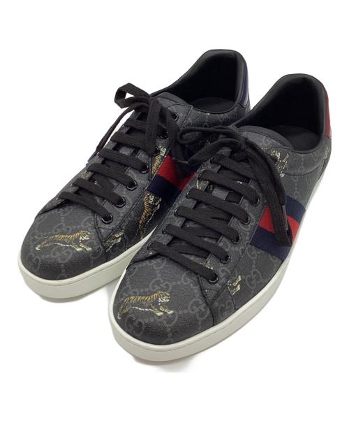 GUCCI（グッチ）GUCCI (グッチ) エースGGスプリーム タイガー スニーカー ブラック サイズ: 8 1/2の古着・服飾アイテム