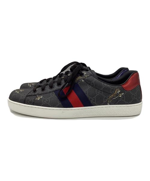 GUCCI（グッチ）GUCCI (グッチ) エースGGスプリーム タイガー スニーカー ブラック サイズ: 8 1/2の古着・服飾アイテム