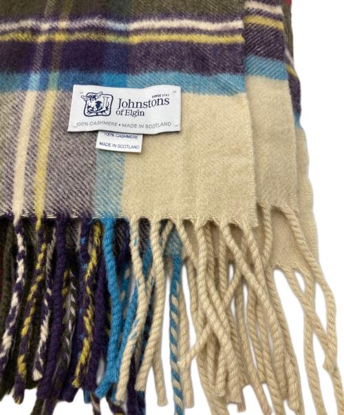 JOHNSTONS OF ELGIN（ジョンストンズオブエルガン）JOHNSTONS OF ELGIN (ジョンストンズオブエルガン) カシミヤ大判ストール レッド×ベージュの古着・服飾アイテム