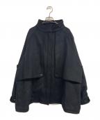 FREAK'S STOREフリークスストア）の古着「スタンドカラービッグフラップショートウールコート」｜ブラック