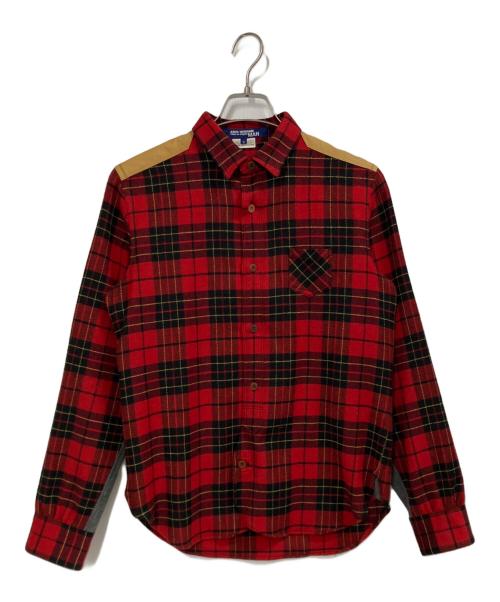 COMME des GARCONS JUNYA WATANABE MAN（コム デ ギャルソン ジュンヤ ワタナベ マン）COMME des GARCONS JUNYA WATANABE MAN (コム デ ギャルソン ジュンヤ ワタナベ マン) パッチチェックシャツ レッド サイズ:Ｓの古着・服飾アイテム