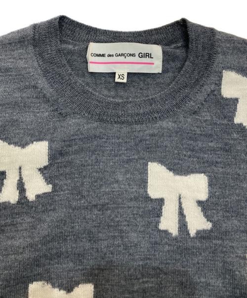 COMME des GARCONS GIRL（コムデギャルソンガール）COMME des GARCONS GIRL (コムデギャルソンガール) リボン柄ウールニット　AD2015　NP-N002 グレー サイズ:XSの古着・服飾アイテム