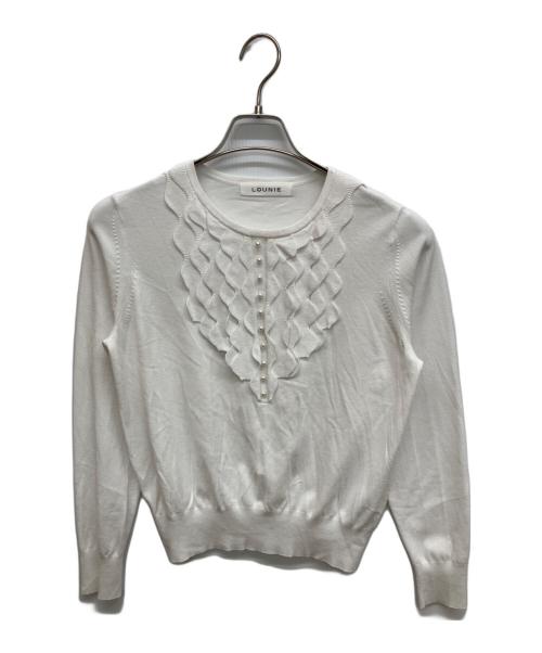 LOUNIE（ルーニー）LOUNIE (ルーニー) フロントフリルニットプルオーバー ホワイト サイズ:FREEの古着・服飾アイテム