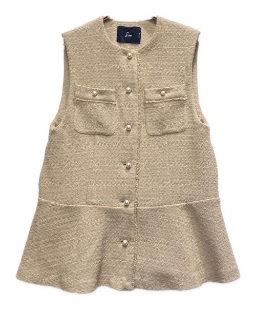 Sono（ソーノ）Sono (ソーノ) ツイードパールジレ ベージュ サイズ:1の古着・服飾アイテム