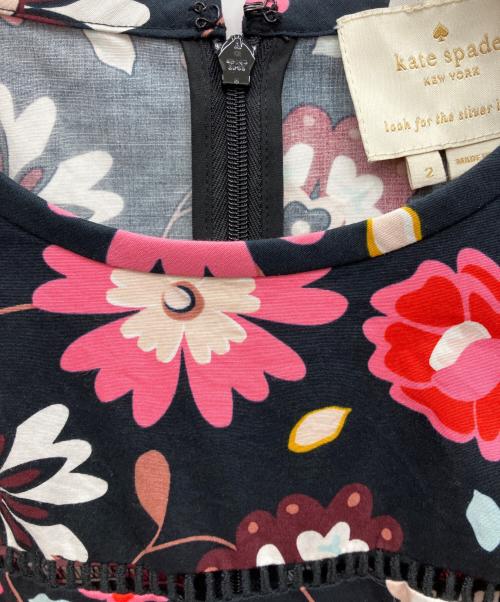Kate Spade（ケイトスペード）Kate Spade (ケイトスペード) BAJA BOUND CASA FLORA POPLIN DRESS ブラック サイズ:2の古着・服飾アイテム