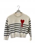 AMI Alexandre Mattiussiアミアレクサンドルマテュッシ）の古着「ハ-トロゴボーダーニット」｜ホワイト