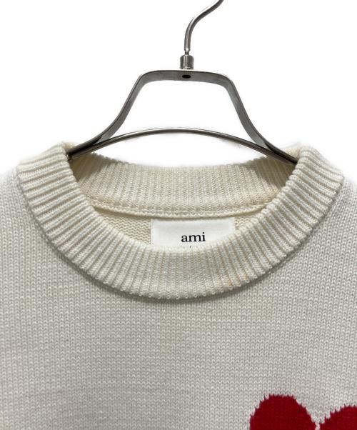 AMI Alexandre Mattiussi（アミアレクサンドルマテュッシ）AMI Alexandre Mattiussi (アミアレクサンドルマテュッシ) ハ-トロゴボーダーニット ホワイト サイズ:XSの古着・服飾アイテム
