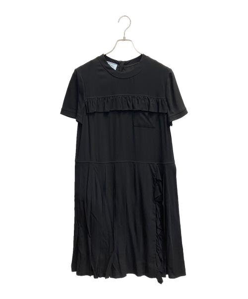 PRADA（プラダ）PRADA (プラダ) プリーツ切替フリルワンピース ブラック サイズ:42の古着・服飾アイテム