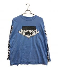 MM6 Maison Margiela（エムエムシックスメゾンマルジェラ）の古着「ロゴプリント クルーネック　プリントカットソー」｜ブルー