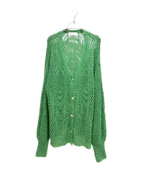 Mame Kurogouchi（マメクロゴウチ）Mame Kurogouchi (マメクロゴウチ) Botanical Pattern Knitted Lame Cardigan グリーン サイズ:1の古着・服飾アイテム
