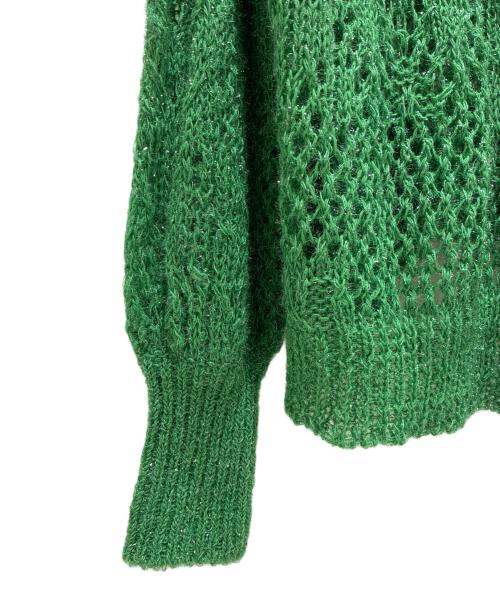 Mame Kurogouchi（マメクロゴウチ）Mame Kurogouchi (マメクロゴウチ) Botanical Pattern Knitted Lame Cardigan グリーン サイズ:1の古着・服飾アイテム