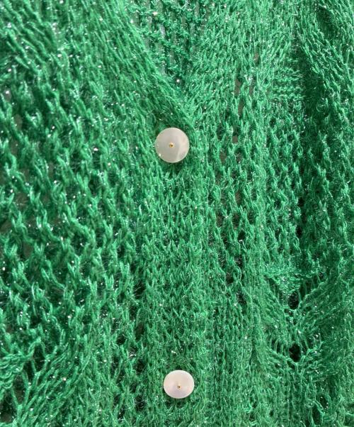 Mame Kurogouchi（マメクロゴウチ）Mame Kurogouchi (マメクロゴウチ) Botanical Pattern Knitted Lame Cardigan グリーン サイズ:1の古着・服飾アイテム