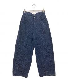 Ameri（アメリ）の古着「MEDI SCRATCH OVAL WIDE DENIM　ワイドデニムパンツ」｜インディゴ