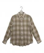 AURALEEオーラリー）の古着「AIRY WOOL CHECK SHIRT」｜イエロー×グレー