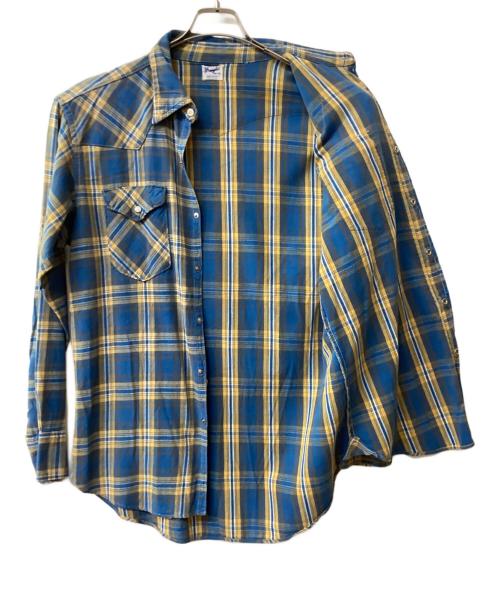 Wrangler（ラングラー）Wrangler (ラングラー) 60'S チェックウエスタンシャツ ブルー サイズ:16 1/2-34の古着・服飾アイテム