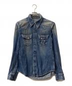 NUMBER (N)INEナンバーナイン）の古着「ユーズド加工デニムシャツ」｜インディゴ