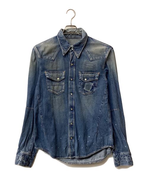 NUMBER (N)INE（ナンバーナイン）NUMBER (N)INE (ナンバーナイン) ユーズド加工デニムシャツ インディゴ サイズ:4の古着・服飾アイテム
