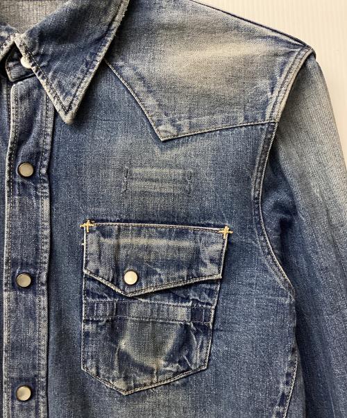 NUMBER (N)INE（ナンバーナイン）NUMBER (N)INE (ナンバーナイン) ユーズド加工デニムシャツ インディゴ サイズ:4の古着・服飾アイテム