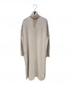 DRAWERドゥロワー）の古着「12G天竺編みタートルネックニットワンピース　6526-299-1153」｜ベージュ