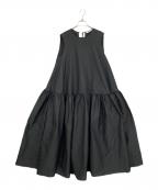 CECILIE BAHNSENセシリーバンセン）の古着「Rose Silk Jacquard OP／ローズシルクジャガードワンピース」｜ブラック