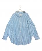 BALENCIAGAバレンシアガ）の古着「バックロゴオーバーシャツ」｜ブルー×ホワイト