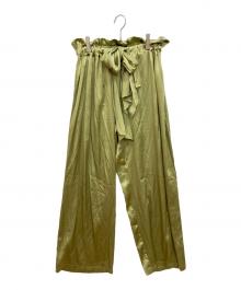 BASERANGE（ベースレンジ）の古着「シルクサテンワイドパンツ」｜グリーン